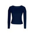thumbnail image 5 of YYDGH Women's Long Sleeve Shirts Crewneck Ribbed Knitted Slim Fitted Tops Basic Fall Dressy Casual Scoop Neck Blouse Navy Blue XL, 5 of 7