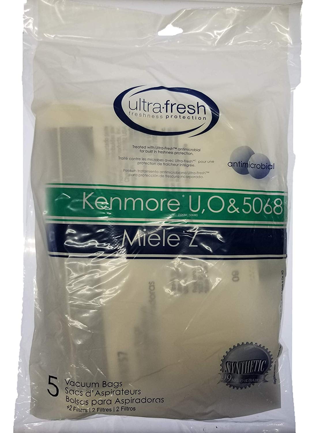 5 Kenmore HEPA TYPE O & U Cloth Vacuum Bags for Upright 