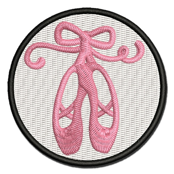Ballet Shoes Slippers Ballerina Applique Multi-Color Embroidered Iron-On Patch - 2.5 Inch Small