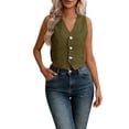 thumbnail image 3 of WHEANG 2026 Fashion Summer Vest Tops for Women Cotton Linen Button Down Sleeveless Shirts Comfort Vests Top Single Breasted Slim Fit Casual Layering Tank Top for Daily Outfits Size S Green, 3 of 4