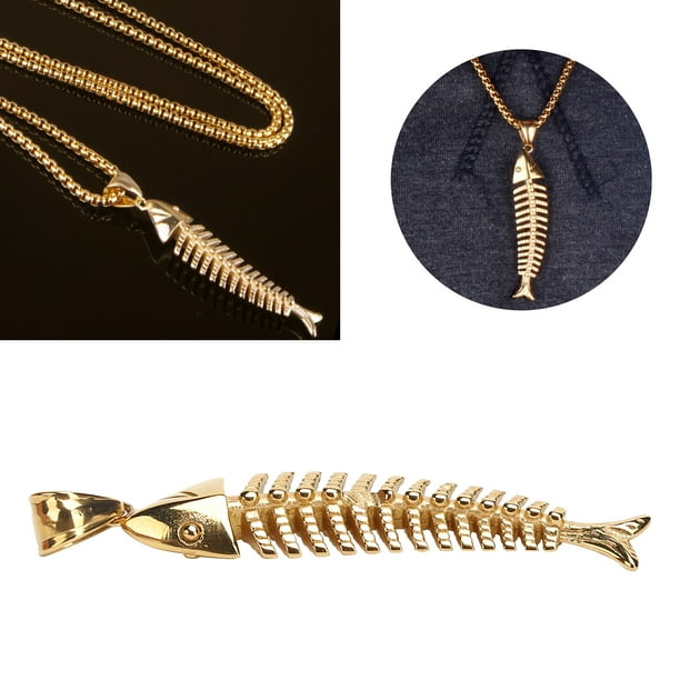 Fish bone shop pendant necklace
