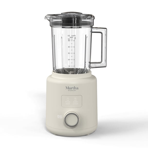 Martha Stewart 50oz Countertop Blender, Stainless Steel Blades, Linen Cream