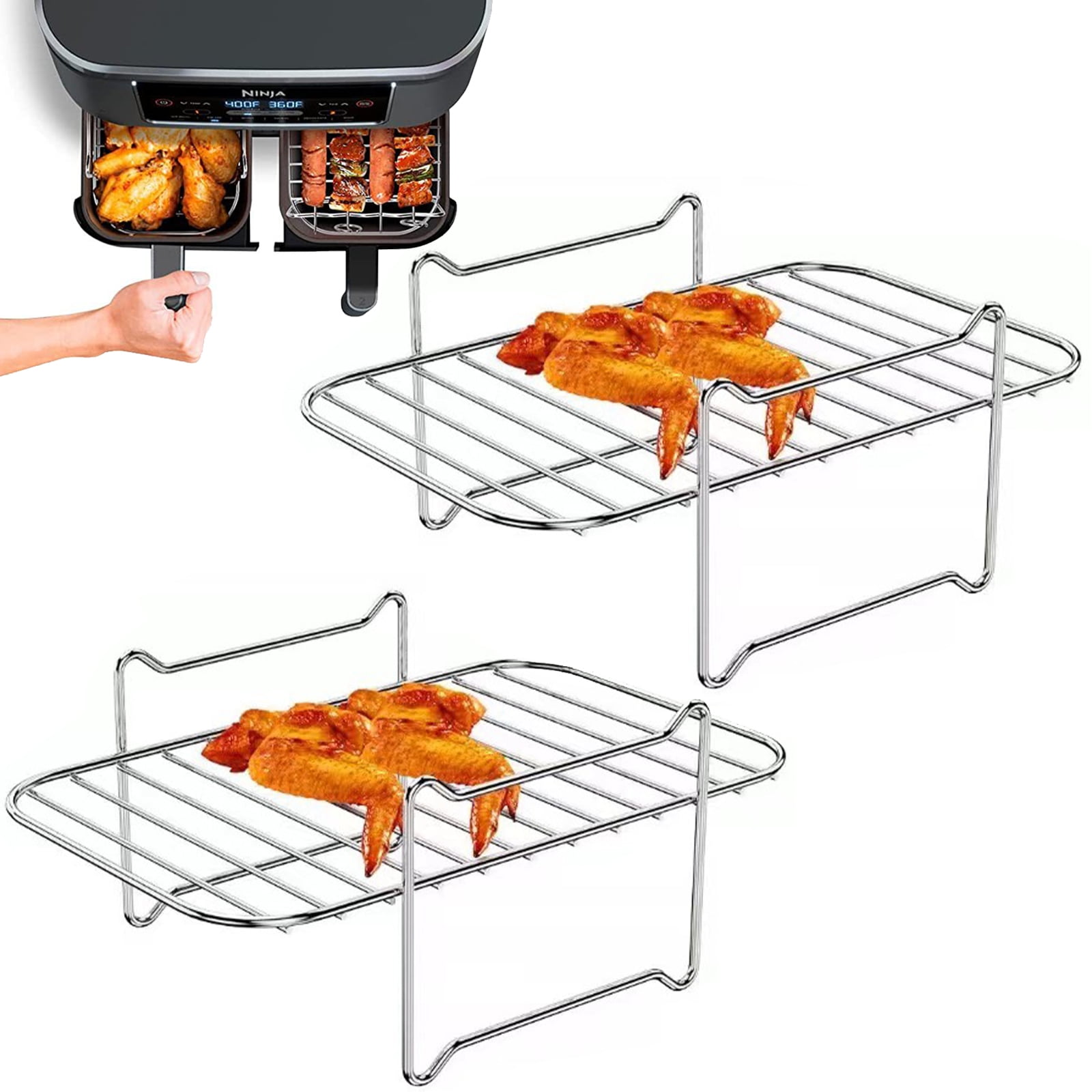 Air Fryer Rack Compatible Layered Dehydrator Racks and Skewer Rack 304
