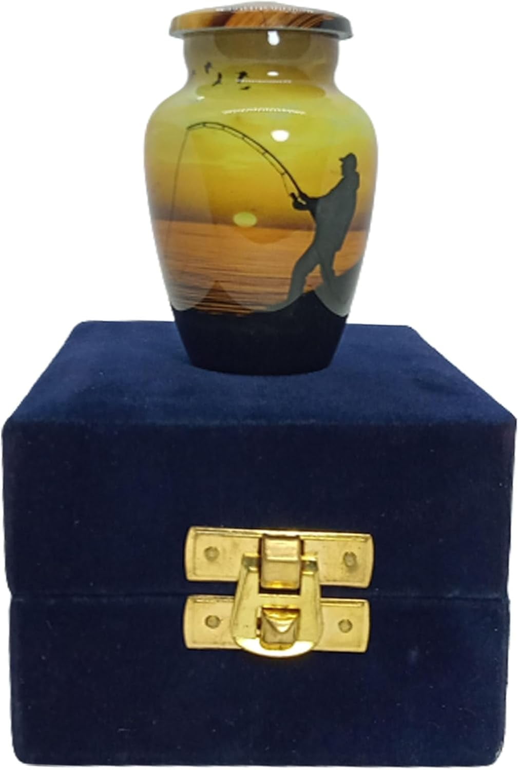 UR Keepsake Urn –Decorative Fishing Catching Keepsake Cremation Urn for Human Ashes with Velvet Box & Velvet Bag-Mini Keepsake Urn - Affordable Keepsake Urn (3 cu.in)