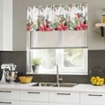 thumbnail image 4 of Christmas Poinsettia Curtain Valances for Windows, Kitchen Valance Window Treatments Panel 2 Pack, Xmas Cardinal Pine Cone Branches Rod Pocket Short Curtains for Bathroom Bedroom 54 x 18 Inch, 4 of 8