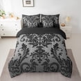 thumbnail image 3 of Manfei Black Grey Damask 7-Piece Twin Bedding Sets for Adult, Bohemian Flower Floral Bedding Comforter Set, Hippie Mandala Style Reversible Sheet Sets, Lightweight Room Decor, 3 of 8