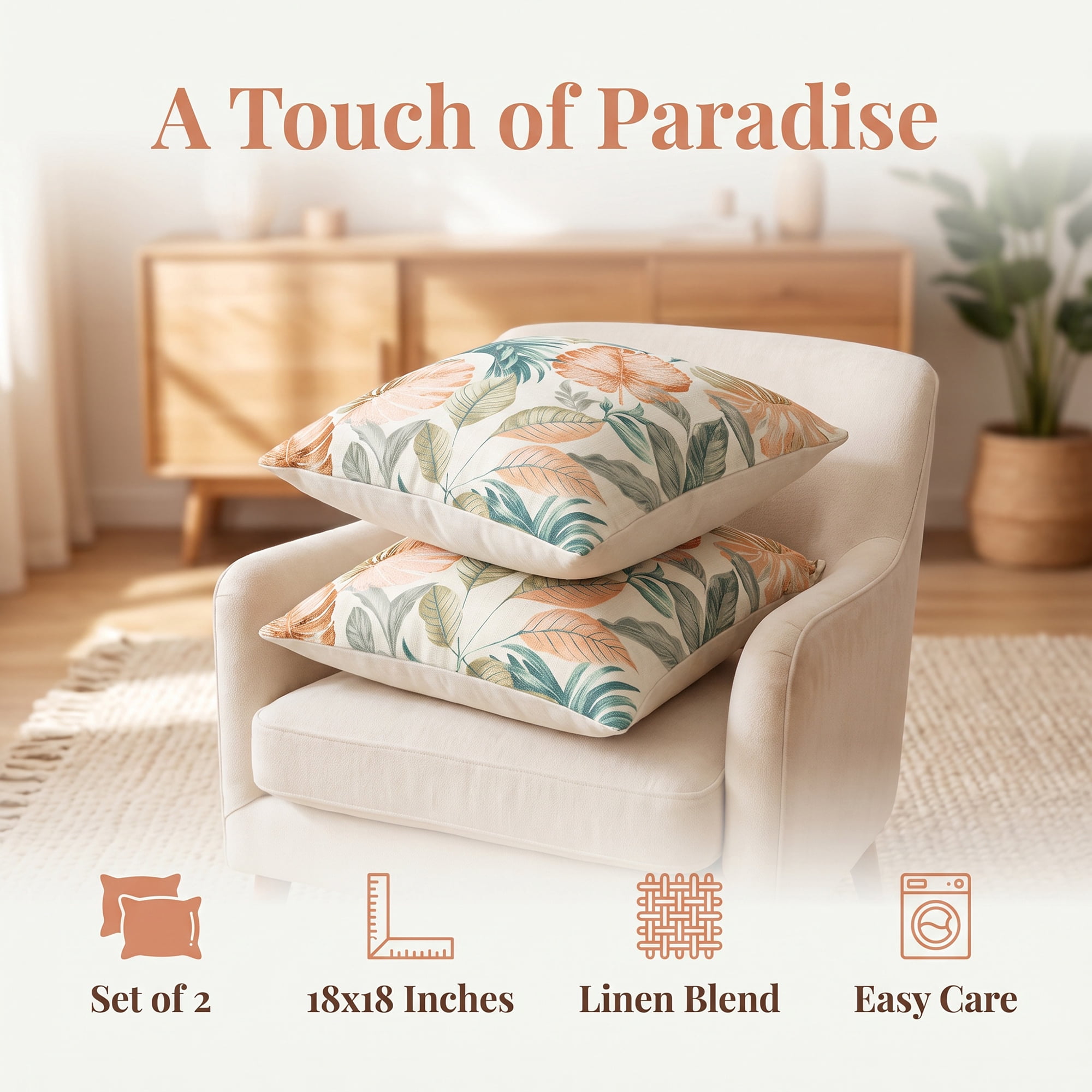 Unique Bargains Retro Tropical Botanical Pillow Cover Cushion Case Multicolor 18"x18"