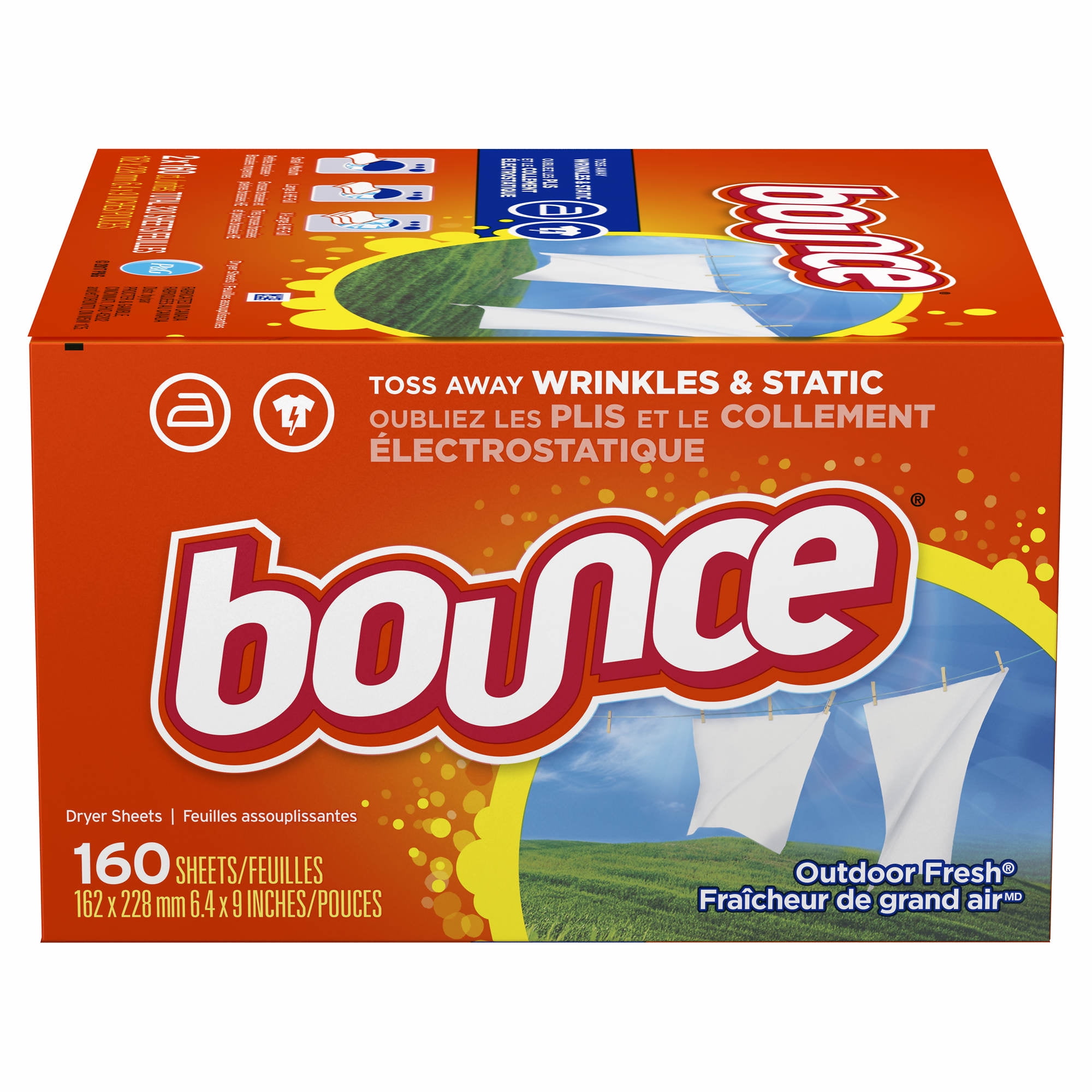 Bounce Outdoor Fresh, 160 Count Fabric Softener Dryer Sheets, 2 Pk