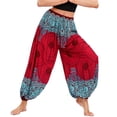 thumbnail image 5 of SWSMCLT Women's Boho Pants Harem Beach Baggy Trousers Print Bloomer Yoga Hippie Drawstring Elastic Waist Aladdin Indian Thai Bohemian Cinch Bottom Patterned3 One Size, 5 of 5