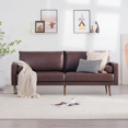 thumbnail image 6 of Vonanda Faux Leather Sofa Couch, Mid-Century 73 Inch 3 Seater Leather Couch with Wood Grain Metal Legs and Bolster Pillows for Living Room, Elegant Brown, 6 of 9