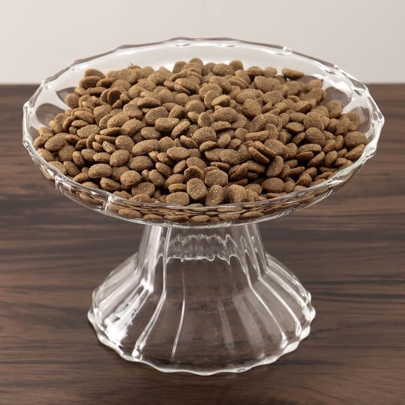 ACDANC Elevated Cat Bowls Whisker Friendly. Raised Glass Whisker Fatigue Cat Bowl for Indoor Cats Protect the Spine and Prevent Vomiting. Glass Cat Bowl
