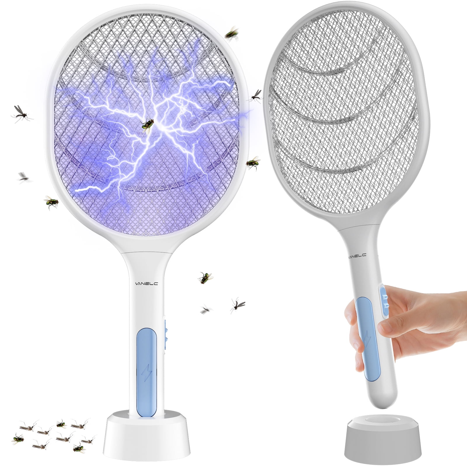 2 Pack Electric Fly Swatter Bug Zapper Racket, Fly Zapper Racket and