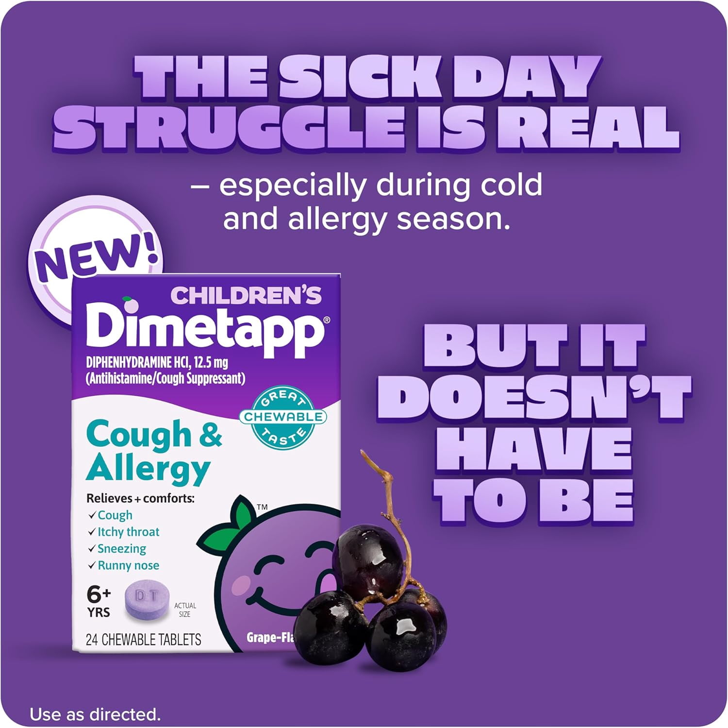 Children's Dimetapp Fast-Acting Chewable Cough & Allergy Medicine, 24 Chewable Tablets