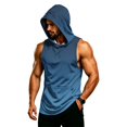 thumbnail image 3 of Men's Sleeveless Gradient Hoodie Tank, Muscle Fit Pullover Workout Vest with Pocket - Breathable Quick-Dry Athletic Shirt for Summer Gym & Bodybuilding Green XXL, 3 of 8