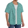 thumbnail image 2 of Yiaed Teal Green Glitter Print Mens Casual Wrinkle Free Shirts Short Sleeve Button Down Summer Stretch Dress Shirt-Medium, 2 of 5