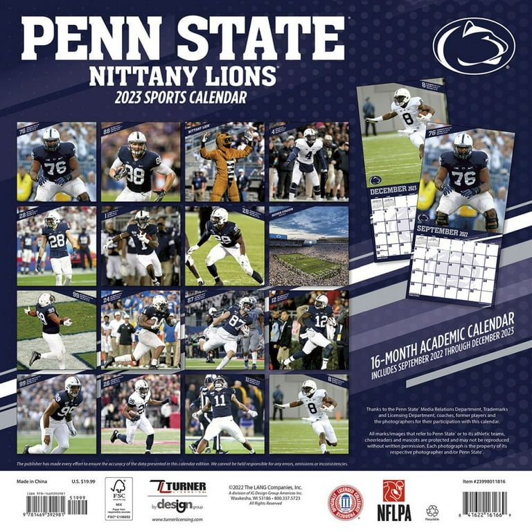 Penn State Nittany Lions 2023 12x12 Team Wall Calendar (Other) - Walmart.com