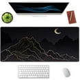 thumbnail image 3 of Mountain & Moon Landscape Black Desk Mat, Boho Desk Mat, Mountain Desk Mat, Large Mouse Pad, Full Desk XXL Extended Gaming Mouse Pad 35.5" X 15.7", Waterproof Desk Mat Stitched Edges, 3 of 6