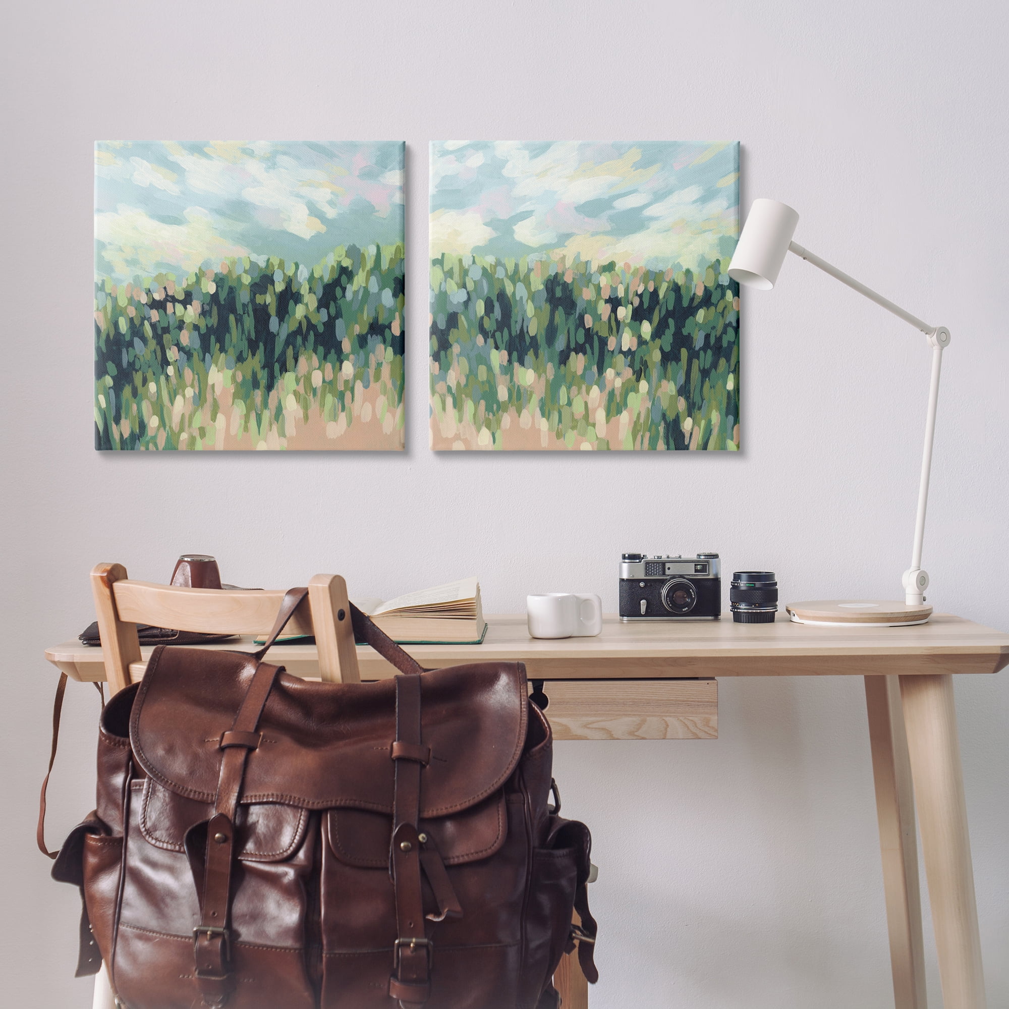 Stupell Industries Abstract Tall Wheat Grass Field Landscape & Nature Painting Wrapped Canvas Art Print Wall Art, 24 x 24, Set of 2