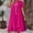 Hot Pink, variant on Women's Short Sleeve V-Neck A-Line Dress Solid Color Mid-Waist Summer Casual