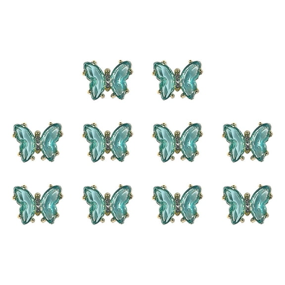 dianhelloya Nail Art Supplies 10Pcs Nail Art Decor Three-dimensional Shiny Glitter Sparkling DIY Mini Nail Accessories Fake Crystal Butterfly Nail Charm Manicurist Supply