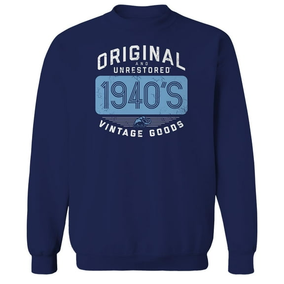 Original & Unrestored Built In The Forties 2 Graphic Navy Men's Cotton Pullover Sweatshirt