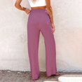thumbnail image 4 of Pantalones palazzo de lino de cintura alta y pierna ancha para mujer, con cordón y bolsillos, 4 of 6