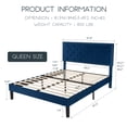 thumbnail image 2 of Einfach Upholstered Bed Frame with Adjustable Headboard, Delicate Velvet Cover, Blue, Queen Size, 2 of 6
