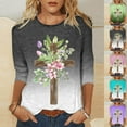 thumbnail image 5 of YanHoo Women's Plus Size Easter 3/4 Sleeve Easter Shirts for Teens Women Fashion Three Quarter Sleeve Tops Casual Printed T Shirt Trendy Sweater for Women, 5 of 5