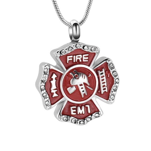 Stainless Steel Fire Sign Urn Pendant Memory Necklace for Cremation Ashes Memorial Jewelry