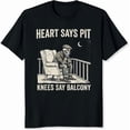 thumbnail image 2 of 100% Cotton Heart Says Pit Knees Say Balcony Skeleton Sitting On Porch Chair Moon Night Humor Graphic T-Shirt, 2 of 5