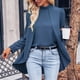 thumbnail image 2 of Camisa de gran tamaño con cuello medio alto para mujer blusas informales traje de trabajo de oficina de gasa, 2 of 9