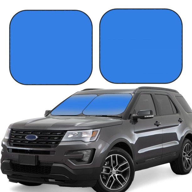 Balery Dodgerblue Parasol para parabrisas de coche de 2 piezas | Parasol plegable para parabrisas delantero de coche para la mayoría de sedanes-Medium