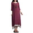 thumbnail image 1 of Nuevo Vestido Vintage Femenino Dobladillo Irregular Hem Casual Boho Suelto Largo Maxi Vestidos Tomshoo Borgoña XXXXL, 1 of 7