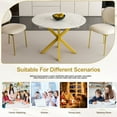 thumbnail image 6 of PAPROOS Extendable Dining Table for 4-6, 60'' Expandable Round Dining Room Table with Metal Legs, Faux Marble Kitchen Table for Small Places, Breakfast Nook, White+Yellow(only table), 6 of 9