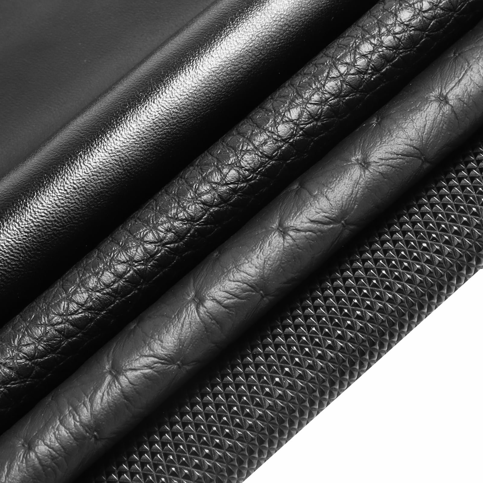 Car Elements Vinyl Marine Synthetic Leather Fabric Diamond Pattern Faux Leather Sheets for Upholstery,Most Boats, Cars and Furniture, Size: 24 x 54, Black