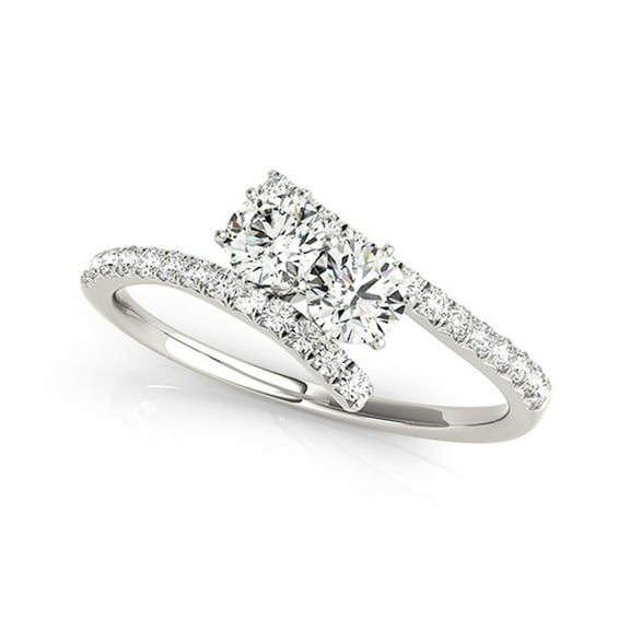 Aonejewelry 14k White Gold 0.75ct TDW Diamond Two Stone Ring