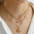 thumbnail image 3 of Moda hueco círculo collares abeja colgante doble capa gargantillas joyería, 3 of 5