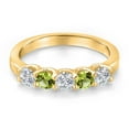 thumbnail image 3 of Gem Stone King 18K Yellow Gold Plated Silver Lab Grown Diamond and Green Peridot Wedding-Bands Ring for Women | 0.92 Cttw | Round 3.5MM | Gemstone April Birthstone | Size 7, 3 of 6