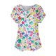 thumbnail image 3 of Mujeres Tops Casual Manga Corta V-Cuello Botón Decoración Plisado Blusa para Más Tamaño L-5xl, 3 of 3