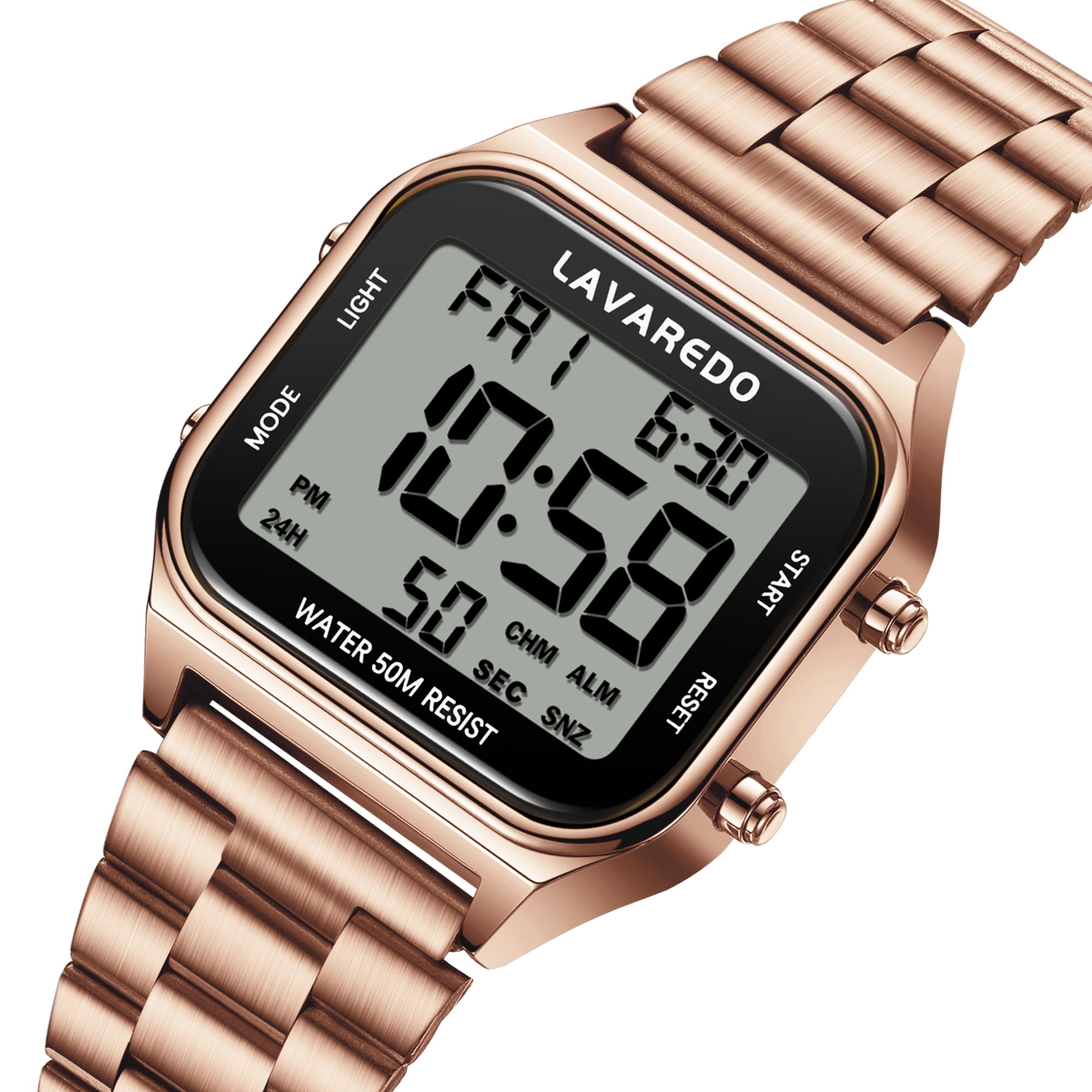 Men's Digital Sport Watch - LED Display, Stainless Steel Strap, Date, Alarm, Stopwatch,Water-Resistant Man Watch Ideal Gift for Men