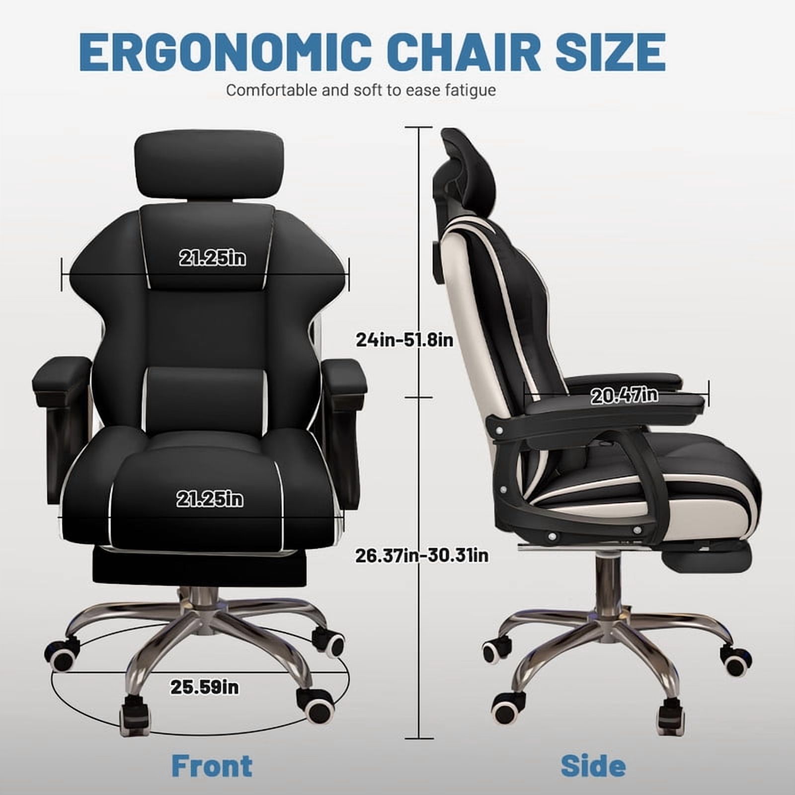 WXJHL Executive Computer Chair Home Office Desk Chair,Adjustable Angle, Ergonomic Adjustable Height PU Leather Chairs with Cushions Armrest for Long Time Seating-High Office Chair （Black）