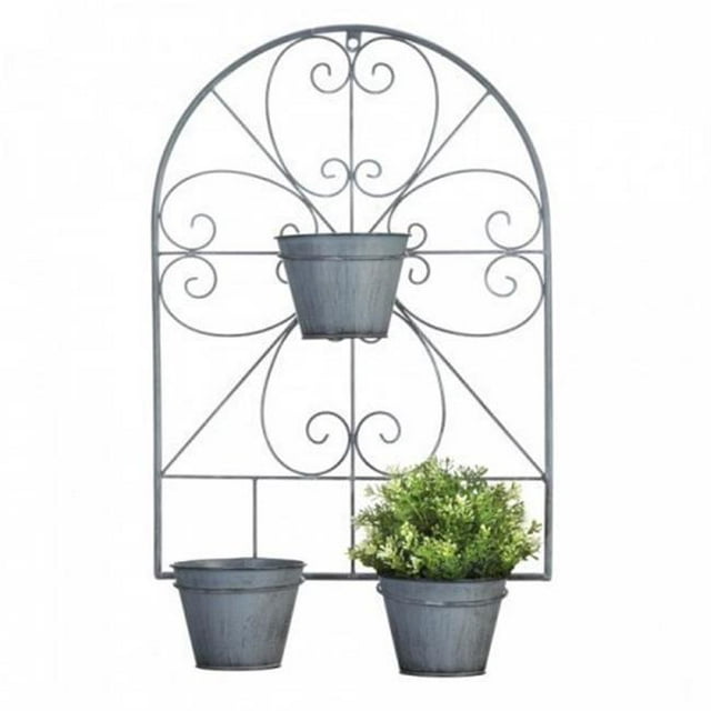 Summerfield Terrace 10018892 Scrollwork Trellis with Flower Pots
