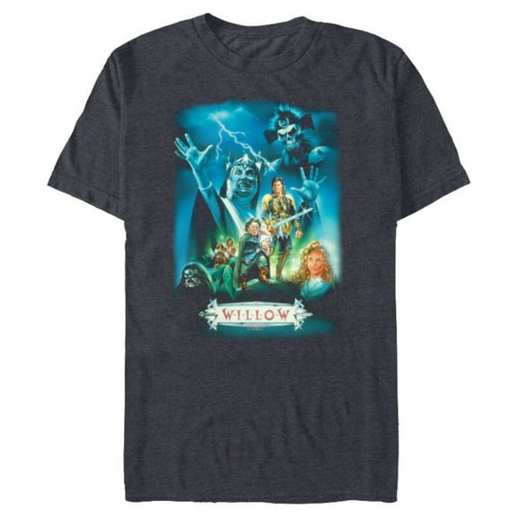 Lucasfilm Willow Illustrated Blue Movie Poster - Short Sleeve Blended T-Shirt for Adults - Customized-Navy Heather
