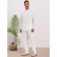 thumbnail image 4 of DARING DIVA Men's 2-Piece Linen Long Sleeve Beach Sets Shirt and Pants M White, 4 of 7