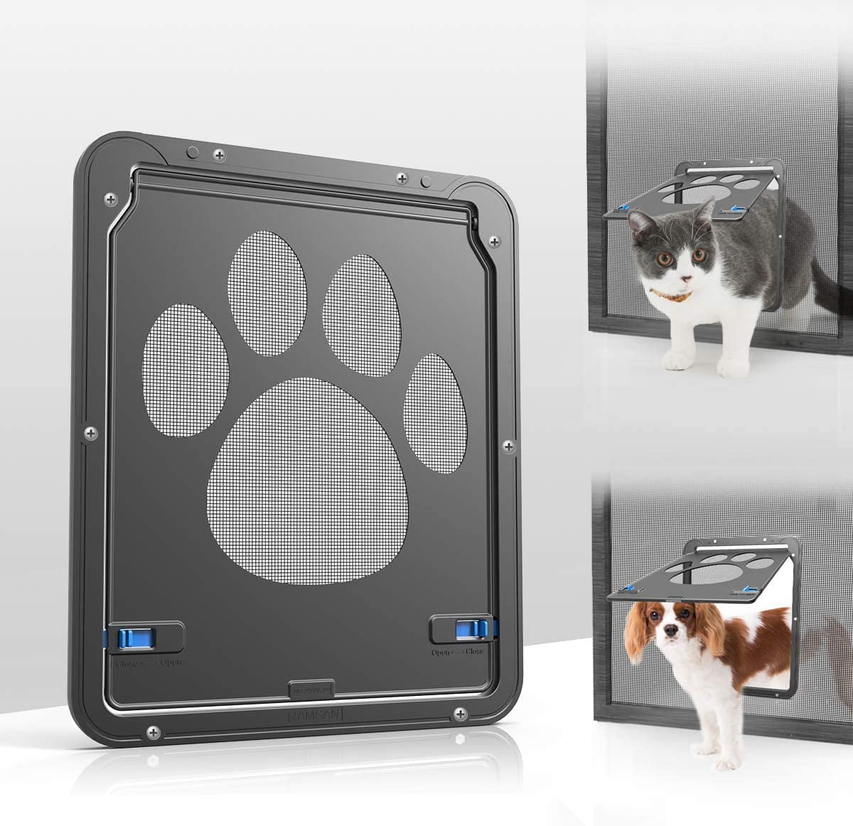 Pet Screen Door,Magnetic Flap Screen Automatic Lockable Black Door for Small/Medium Dog and Cat Gate 