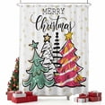 thumbnail image 2 of Christmas Trees Shower Curtain, Winter Snowflakes Xmas Colorful Forests Waterproof Fabric Shower Curtains with 12 Hooks, Bathroom Curtain Set for Bathroom Accessories Decor, 36 x 72 Inches, 2 of 9