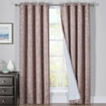 thumbnail image 2 of Pair Fannie 100% Blackout Curtain Panels - Woven Jacquard Triple Pass Thermal Insulated (Set of 2 Panels) - 108X96 - Cappuccino, 2 of 3