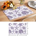 thumbnail image 6 of Purple Coastal Summer Placemats Set of 12 Coral Shell Starfish Nautical Place Mats Indoor Wipeable Table Mats Washable Cloth Dining Table Placemats for Kitchen Holiday Party Home Decor 13x19 Inch, 6 of 9