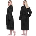 thumbnail image 3 of PAVILIA Plush Robe for Women, Soft Fleece Long Spa Robe, Ladies Bathrobe with Pockets, Warm Fuzzy Housecoat, Black, S/M, 3 of 8