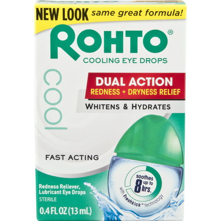Rohto Cool Eye Drops, Dual Action Redness + Dryness Relief, 0.4 (Best Rohto Eye Drops For Stoners)